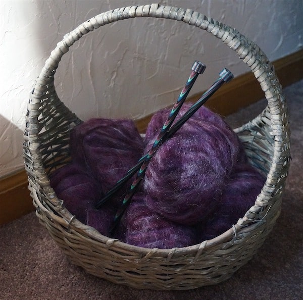 Mohair yarn in a basket